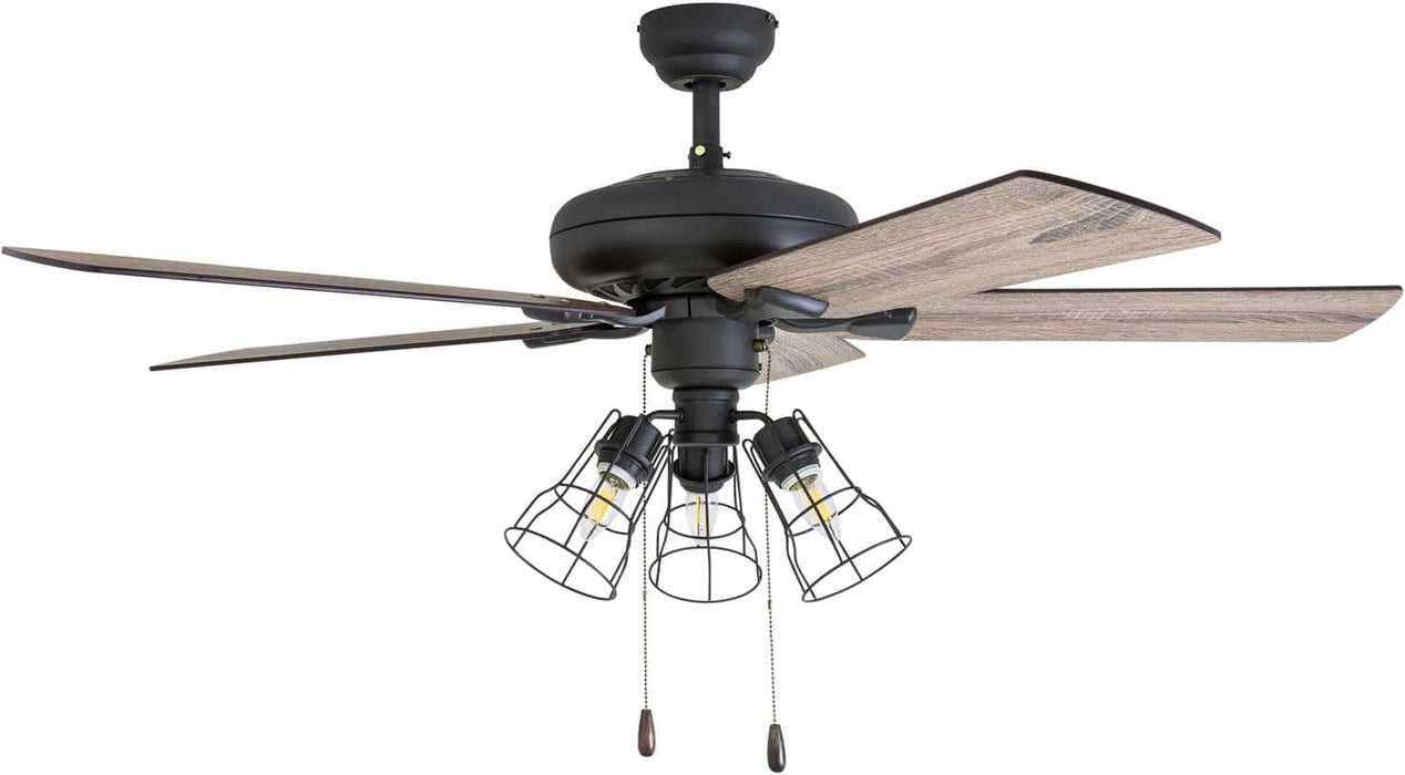 52 in. Industrial LED Ceiling Fan with Light Pull Chain, Bronze Reversible Fan in Winter Summer-8-ErisView