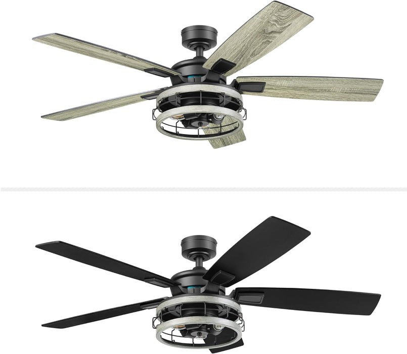 52 in. Industrial Style Ceiling Fans, Indoor Ceiling Fan and Light Remote Control-18-ErisView
