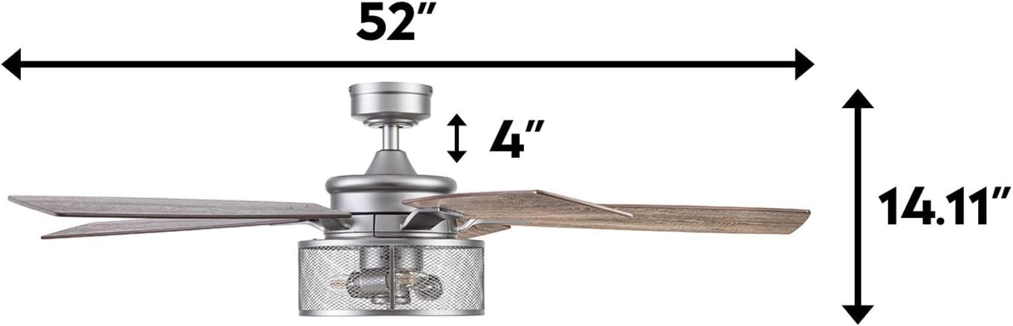 52 in. Industrial Style Ceiling Fans, Indoor Ceiling Fan and Light Remote Control-8-ErisView