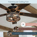 52 in. LED Brown Caged Elegant Ceiling Fans, Modern Farmhouse Rustic Ceiling Fans with Lights, Industrial Ceiling Fans, Metal Blade Fan-4-ErisView