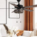 52 in. LED Brown Caged Elegant Ceiling Fans, Modern Farmhouse Rustic Ceiling Fans with Lights, Industrial Ceiling Fans, Metal Blade Fan-7-ErisView