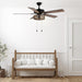 52 in. LED Brown Caged Elegant Ceiling Fans, Modern Farmhouse Rustic Ceiling Fans with Lights, Industrial Ceiling Fans, Metal Blade Fan-8-ErisView