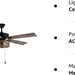 52 in. LED Brown Caged Elegant Ceiling Fans, Modern Farmhouse Rustic Ceiling Fans with Lights, Industrial Ceiling Fans, Metal Blade Fan-9-ErisView
