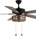 52 in. LED Brown Caged Elegant Ceiling Fans, Modern Farmhouse Rustic Ceiling Fans with Lights, Industrial Ceiling Fans, Metal Blade Fan-1-ErisView