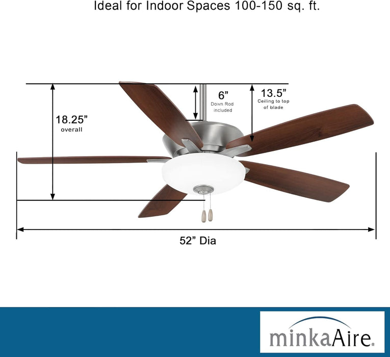 52 in. LED Energy Efficient Ceiling Fans with Pull Chain, Dark Walnut Reversible Brushed Nickel Ceiling Fan-3-ErisView