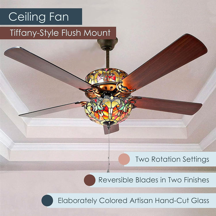 52 in. LED Unique Ceiling Fans, Charming Antique Ceiling Fans Light Fixture-3-ErisView