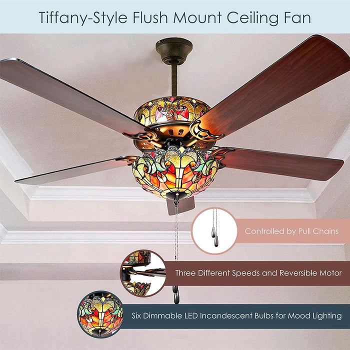 52 in. LED Unique Ceiling Fans, Charming Antique Ceiling Fans Light Fixture-4-ErisView