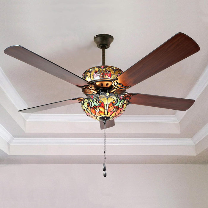 52 in. LED Unique Ceiling Fans, Charming Antique Ceiling Fans Light Fixture-6-ErisView