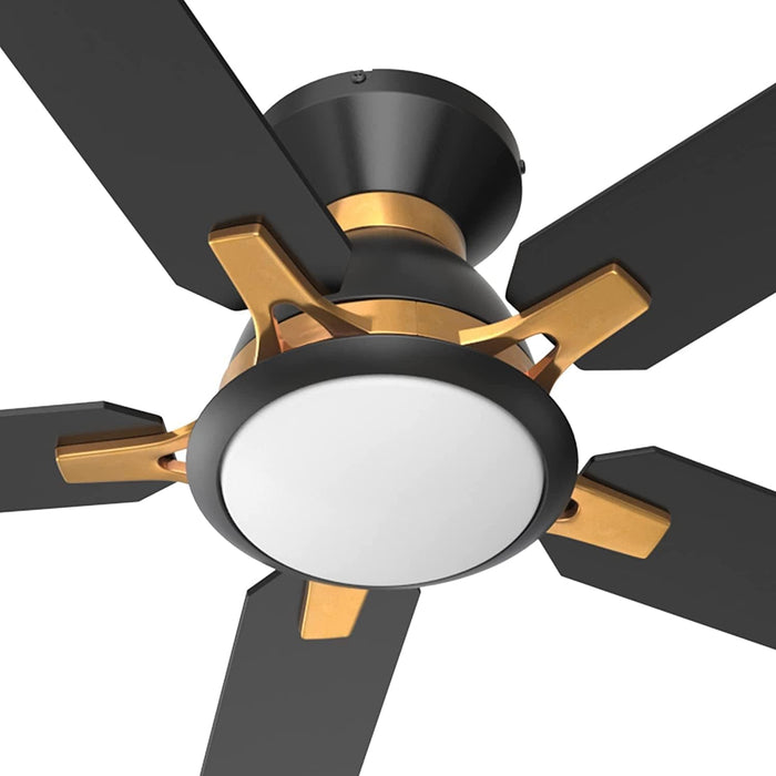 52 in. Low Ceiling Fan and Light, Reversible Smart Ceiling Fan with Remote, Work with Alexa, Siri Google Home, Dimmable Black and Gold Ceiling Fan-1-ErisView