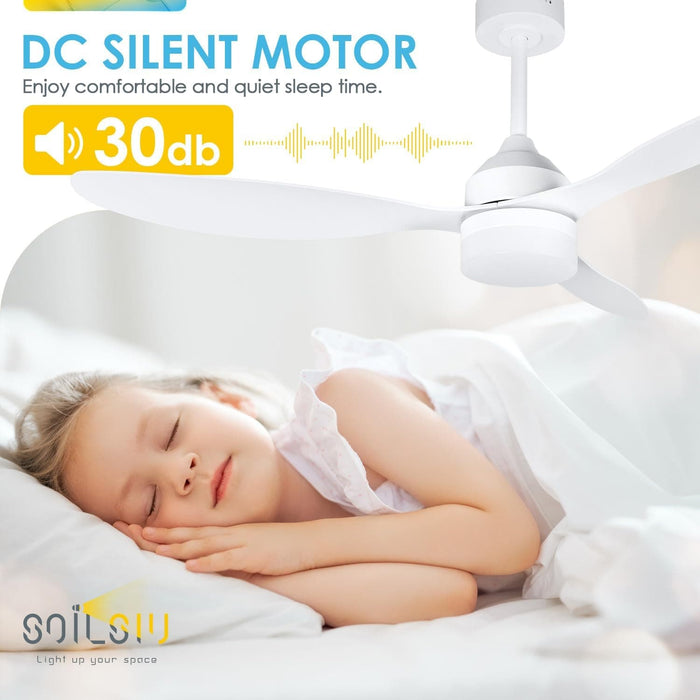 52 in. Low Profile Ceiling Fan with Light and Remote, Dimmable Noiseless Flush Mount Ceiling Fan for Bedroom, Reversible Ceiling Fan Winter Summer-4-ErisView