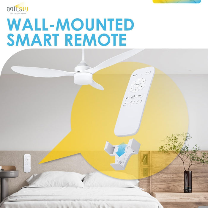 52 in. Low Profile Ceiling Fan with Light and Remote, Dimmable Noiseless Flush Mount Ceiling Fan for Bedroom, Reversible Ceiling Fan Winter Summer-6-ErisView