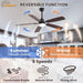 52 in. Low Profile Ceiling Fan with Light and Remote, Quiet Ceiling Fans with Lights for Bedroom Living Room Patio-6-ErisView