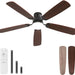 52 in. Low Profile Ceiling Fan with Light and Remote, Quiet Ceiling Fans with Lights for Bedroom Living Room Patio-1-ErisView