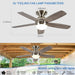 52 in. Low Profile Ceiling Fan with Remote, Flush Mount Ceiling Fan and Light, Reversible Dimmable Wood Ceiling Fan for Bedroom Living Room Dining Room-3-ErisView