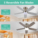 52 in. Low Profile Ceiling Fan with Remote, Flush Mount Ceiling Fan and Light, Reversible Dimmable Wood Ceiling Fan for Bedroom Living Room Dining Room-6-ErisView