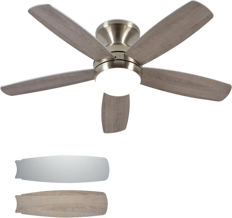 52 in. Low Profile Ceiling Fan with Remote, Flush Mount Ceiling Fan and Light, Reversible Dimmable Wood Ceiling Fan for Bedroom Living Room Dining Room-1-ErisView