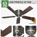 52 in. Low Profile Indoor Antique Traditional Ceiling Fans without Lights, Ceiling Fan with Reversible Blades Pull Chains Whisper Wind Motor-2-ErisView