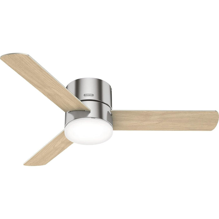 52 in. Low Profile Indoor Ceiling Fan with LED Light and Remote Control, Brushed Nickel Ceiling Fan-12-ErisView