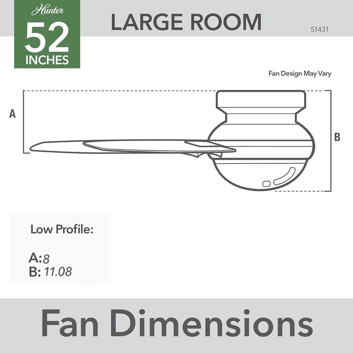 52 in. Low Profile Indoor Ceiling Fan with LED Light and Remote Control, Brushed Nickel Ceiling Fan-7-ErisView