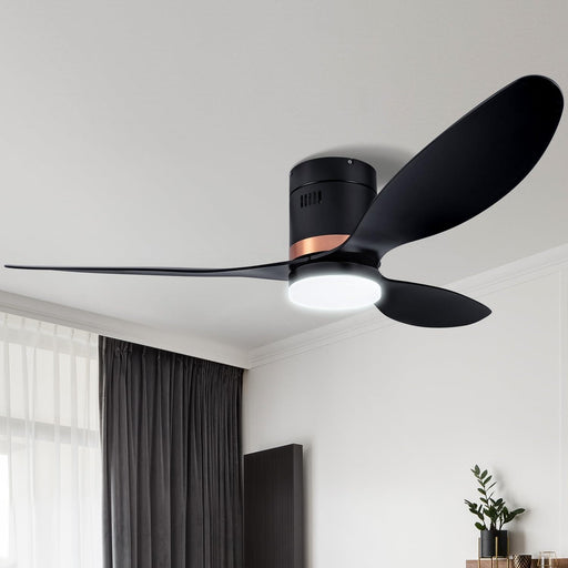 52 in. Low Profile Remote Control Ceiling Fan and Light, Reversible Quiet Flush Mount Ceiling Fan for Indoor Outdoor Use-1-ErisView