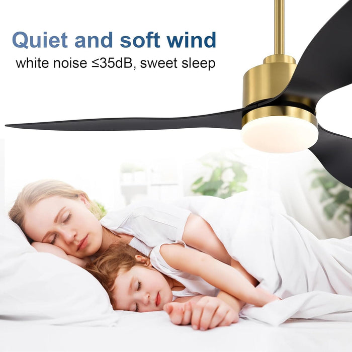 52 in. Luxury Ceiling Fans with Light and Remote Control, Modern Gold Black Ceiling Fan, 3 Blade Chandelier Bedroom Ceiling Fans-5-ErisView
