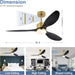 52 in. Luxury Ceiling Fans with Light and Remote Control, Modern Gold Black Ceiling Fan, 3 Blade Chandelier Bedroom Ceiling Fans-6-ErisView