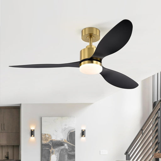 52 in. Luxury Ceiling Fans with Light and Remote Control, Modern Gold Black Ceiling Fan, 3 Blade Chandelier Bedroom Ceiling Fans-1-ErisView