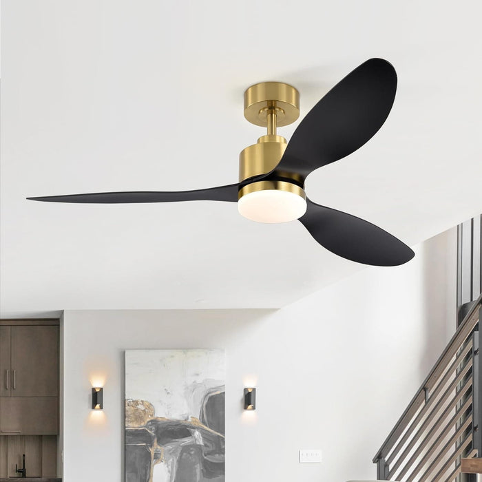 52 in. Luxury Ceiling Fans with Light and Remote Control, Modern Gold Black Ceiling Fan, 3 Blade Chandelier Bedroom Ceiling Fans-1-ErisView
