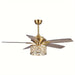 52 in. Luxury Gold Crystal Ceiling Fan Chandelier with Remote Light Kit-ErisView