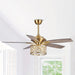 52 in. Luxury Gold Crystal Ceiling Fan Chandelier with Remote Light Kit-ErisView