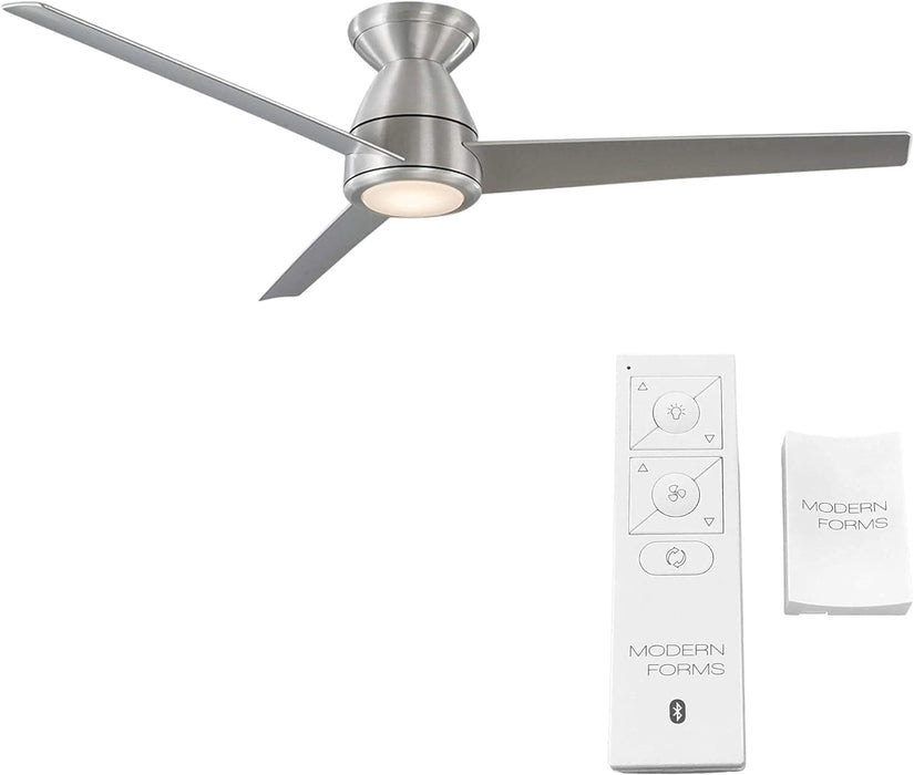 52 in. Matte Black 3 Blade Flush Mount Outdoor Ceiling Fan with LED Light Kit and Remote, Works with Alexa Google Assistant Samsung Things Ios android APP-12-ErisView