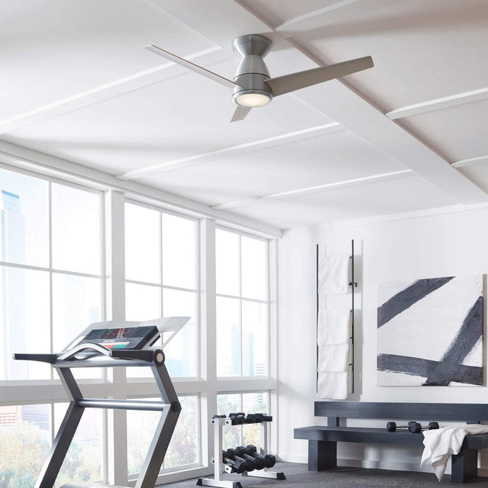 52 in. Matte Black 3 Blade Flush Mount Outdoor Ceiling Fan with LED Light Kit and Remote, Works with Alexa Google Assistant Samsung Things Ios android APP-18-ErisView