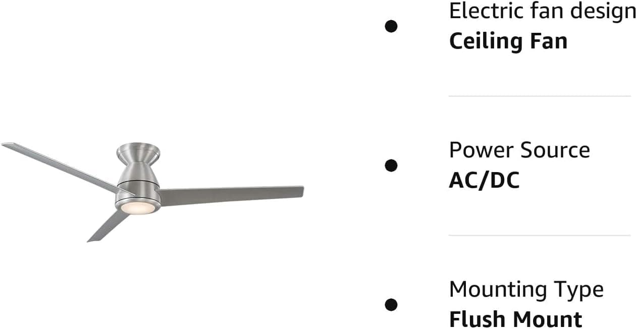 52 in. Matte Black 3 Blade Flush Mount Outdoor Ceiling Fan with LED Light Kit and Remote, Works with Alexa Google Assistant Samsung Things Ios android APP-19-ErisView