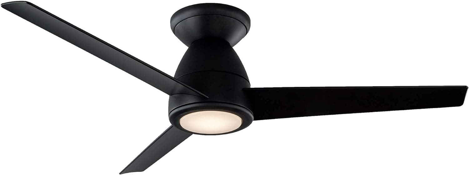 52 in. Matte Black 3 Blade Flush Mount Outdoor Ceiling Fan with LED Light Kit and Remote, Works with Alexa Google Assistant Samsung Things Ios android APP-24-ErisView