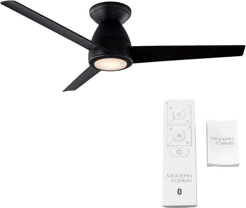 52 in. Matte Black 3 Blade Flush Mount Outdoor Ceiling Fan with LED Light Kit and Remote, Works with Alexa Google Assistant Samsung Things Ios android APP-25-ErisView