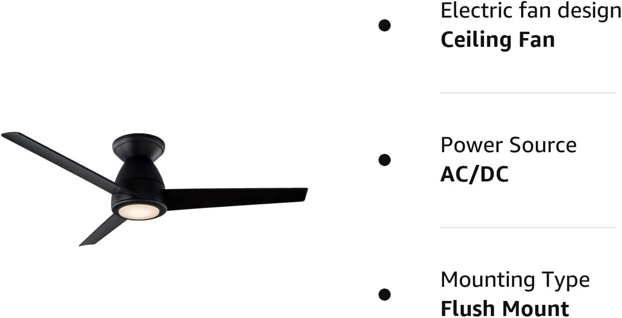 52 in. Matte Black 3 Blade Flush Mount Outdoor Ceiling Fan with LED Light Kit and Remote, Works with Alexa Google Assistant Samsung Things Ios android APP-29-ErisView