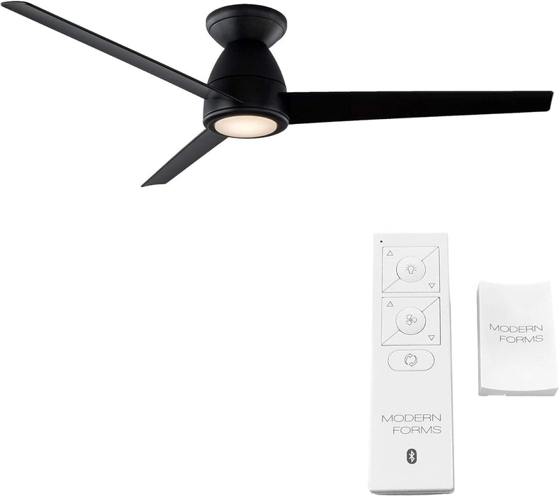 52 in. Matte Black 3 Blade Flush Mount Outdoor Ceiling Fan with LED Light Kit and Remote, Works with Alexa Google Assistant Samsung Things Ios android APP-2-ErisView