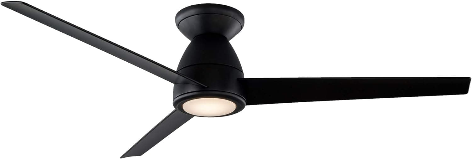52 in. Matte Black 3 Blade Flush Mount Outdoor Ceiling Fan with LED Light Kit and Remote, Works with Alexa Google Assistant Samsung Things Ios android APP-3-ErisView