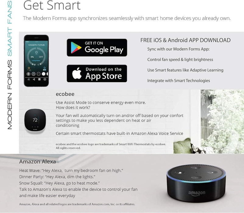 52 in. Matte Black 3 Blade Flush Mount Outdoor Ceiling Fan with LED Light Kit and Remote, Works with Alexa Google Assistant Samsung Things Ios android APP-7-ErisView