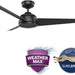 52 in. Matte Black Ceiling Fan, 3 Blade Ceiling Fan with Light, Hugger Ceiling Fans-2-ErisView