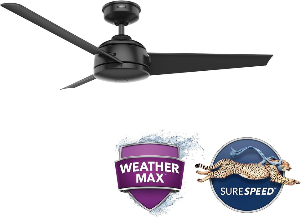 52 in. Matte Black Ceiling Fan, 3 Blade Ceiling Fan with Light, Hugger Ceiling Fans-2-ErisView