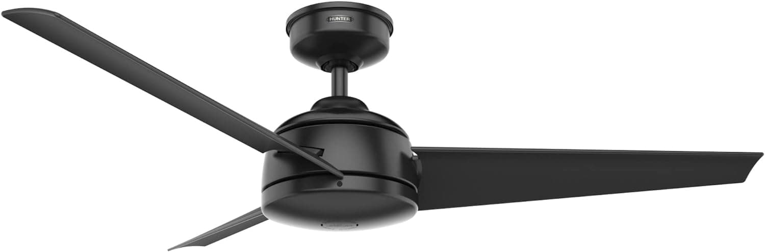 52 in. Matte Black Ceiling Fan, 3 Blade Ceiling Fan with Light, Hugger Ceiling Fans-1-ErisView