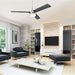 52 in. Matte Black Ceiling Fan with Frosted Glass, Modern Ceiling Fan and Light Remote Control-15-ErisView