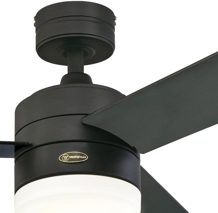 52 in. Matte Black Ceiling Fan with Frosted Glass, Modern Ceiling Fan and Light Remote Control-6-ErisView