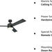 52 in. Matte Black Ceiling Fan with Frosted Glass, Modern Ceiling Fan and Light Remote Control-7-ErisView