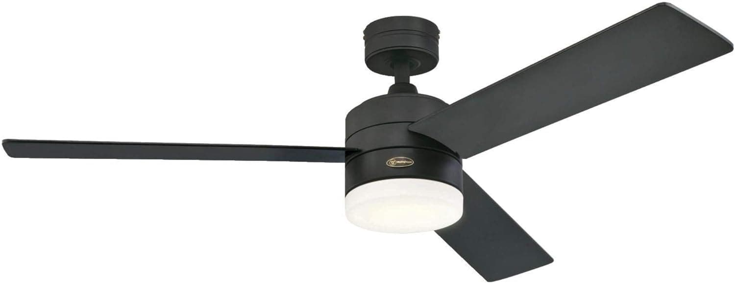 52 in. Matte Black Ceiling Fan with Frosted Glass, Modern Ceiling Fan and Light Remote Control-1-ErisView