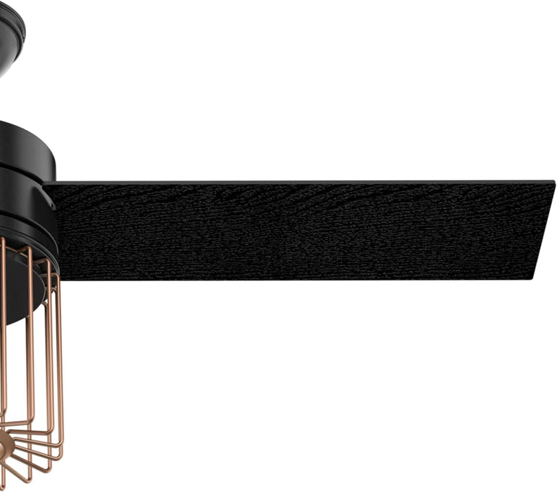 52 in. Matte Black Ceiling Fan with LED Light Kit and Handheld Remote, Ceiling Hugger Ceiling Fans-12-ErisView