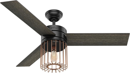 52 in. Matte Black Ceiling Fan with LED Light Kit and Handheld Remote, Ceiling Hugger Ceiling Fans-1-ErisView
