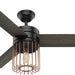 52 in. Matte Black Ceiling Fan with LED Light Kit and Handheld Remote, Ceiling Hugger Ceiling Fans-1-ErisView