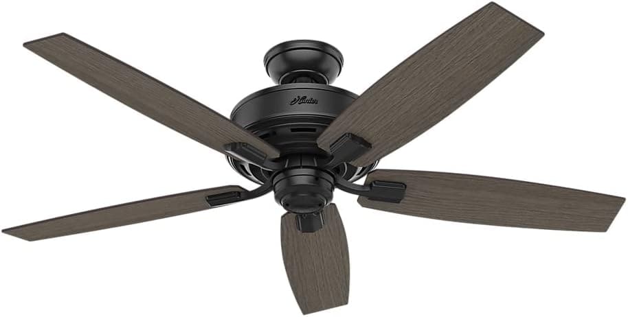 52 in. Matte Black Ceiling Fan with LED Light Kit and Handheld Remote, Hugger Ceiling Fans-4-ErisView